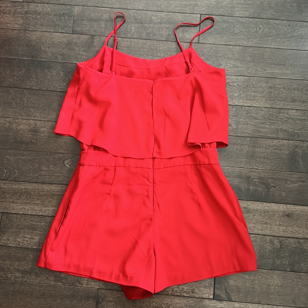 Bebe Draped Romper Pompeian Red 4 - Picture 7 of 10